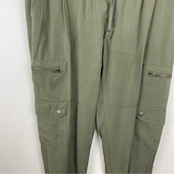 Banana Republic Green Pants Stretch Elastic Waist Pockets Zipper Comfort Size S - Picture 3 of 6
